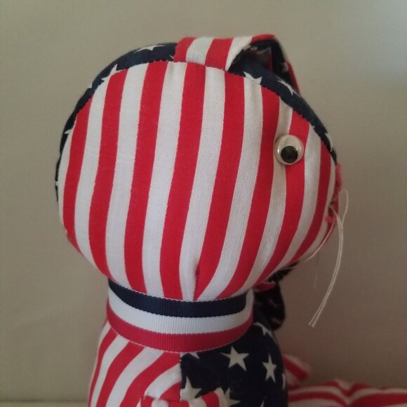 Vtg 1991 Handmade Cloth Patriotic Floppy Ear Bunny Stars and Stripes 20" Plush - Picture 6 of 15